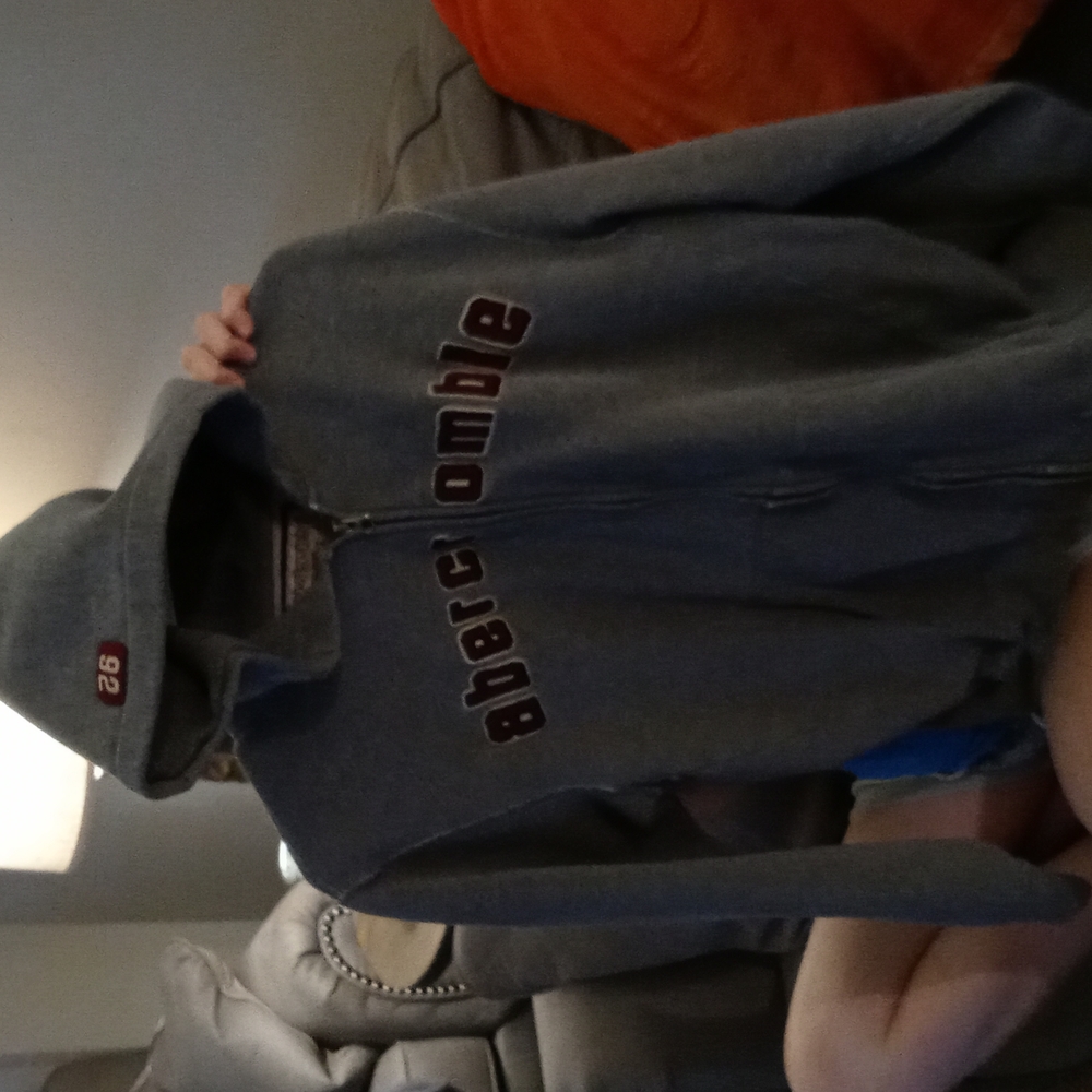 Abercrombie youth XL zipped hoodie gray and red letters